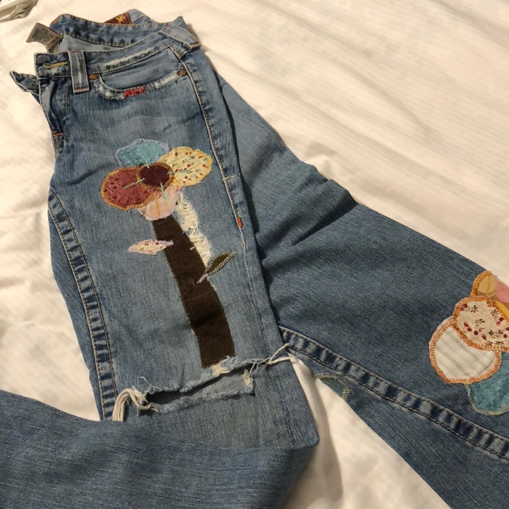 True Religion flare Ashbury Jeans patchwork hippie